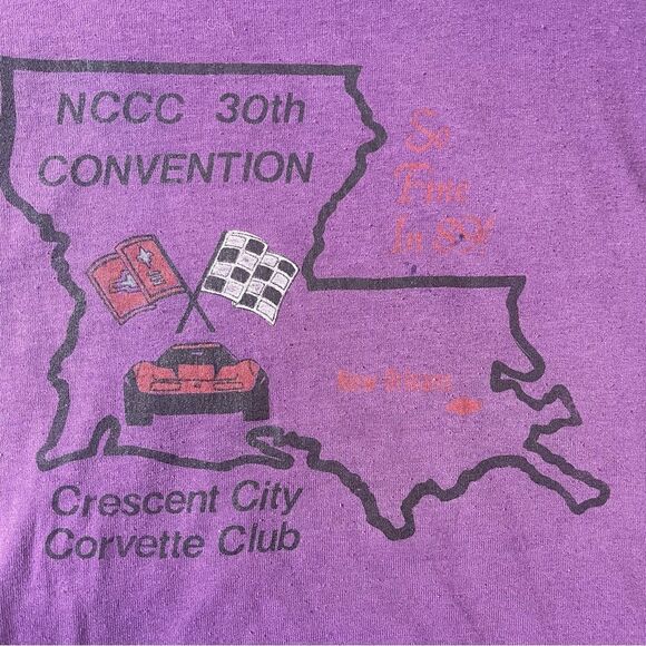 Vintage 80s 1989 NCCC 30th Convention Corvette Club Crescent City Shirt Large - Picture 3 of 9